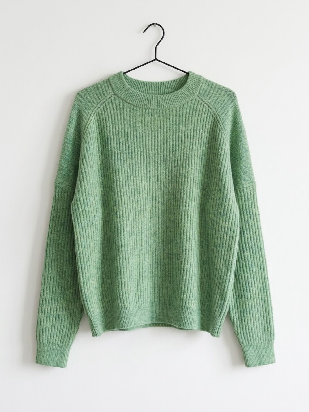H&M Light Green Ribbed Crewneck Sweater